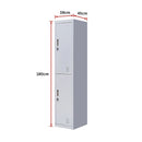 Padlock-operated lock 2-Door Vertical Locker for Office Gym Shed School Home Storage Grey