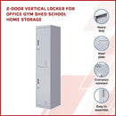 3-Digit Combination Lock 2-Door Vertical Locker for Office Gym Shed School Home Storage Grey
