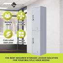 4-Digit Combination Lock 2-Door Vertical Locker for Office Gym Shed School Home Storage Grey