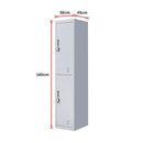 4-Digit Combination Lock 2-Door Vertical Locker for Office Gym Shed School Home Storage Grey