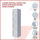Standard Lock 4 Door Locker for Office Gym Grey
