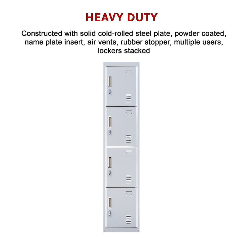 Padlock-operated lock 4 Door Locker for Office Gym Grey