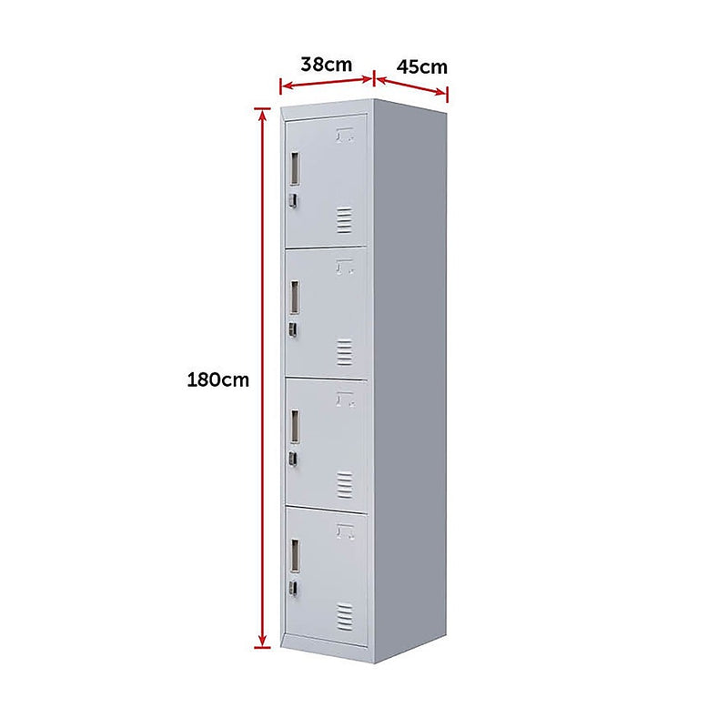 Padlock-operated lock 4 Door Locker for Office Gym Grey