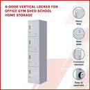 3-digit Combination Lock 4 Door Locker for Office Gym Grey