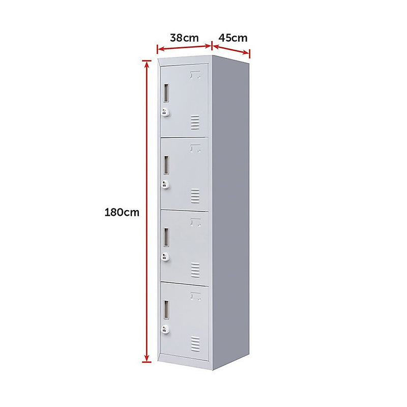3-digit Combination Lock 4 Door Locker for Office Gym Grey