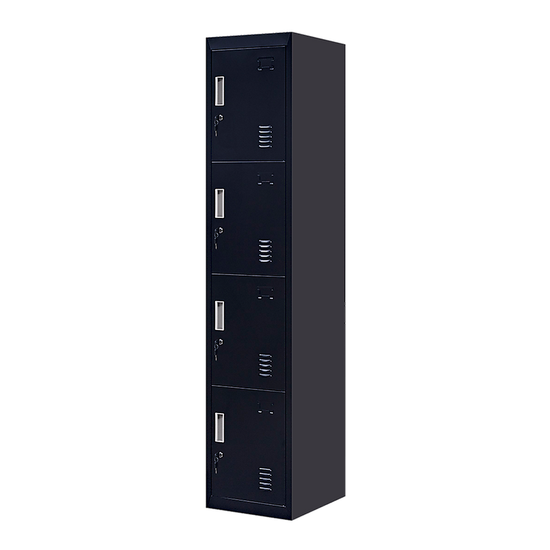 Standard Lock 4-Door Vertical Locker for Office Gym Shed School Home Storage Black