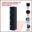 Padlock-operated lock 4 Door Locker for Office Gym Black