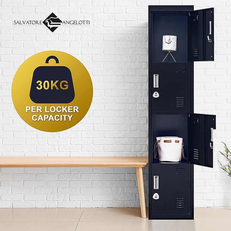 3-digit Combination Lock 4 Door Locker for Office Gym Black