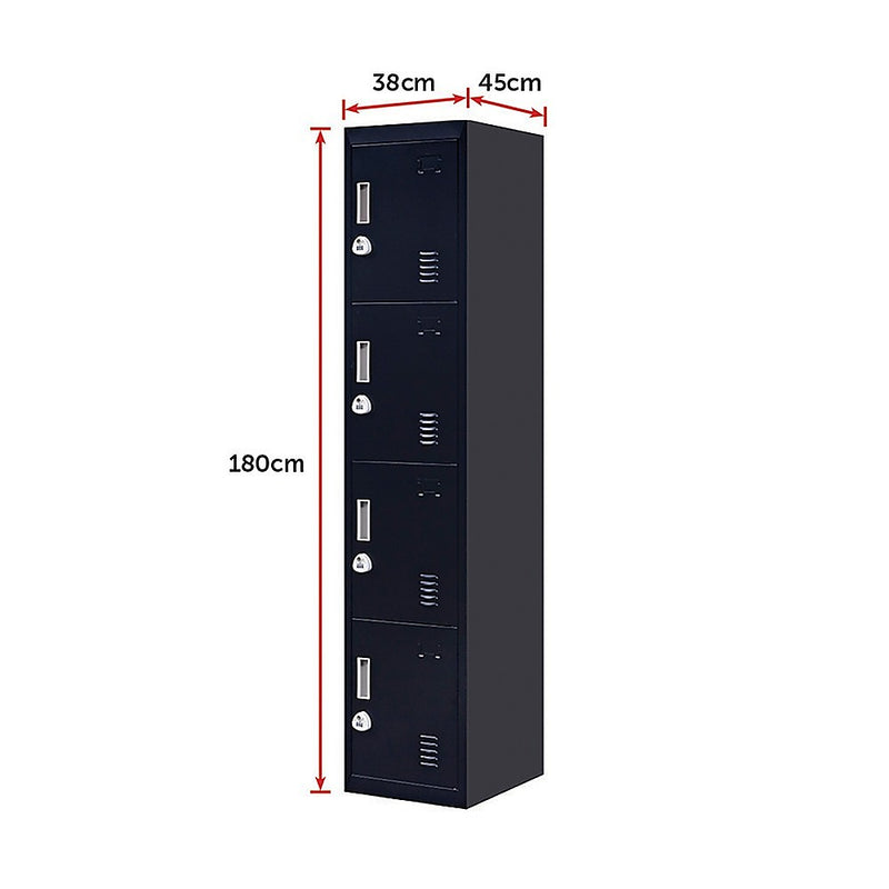 3-digit Combination Lock 4 Door Locker for Office Gym Black