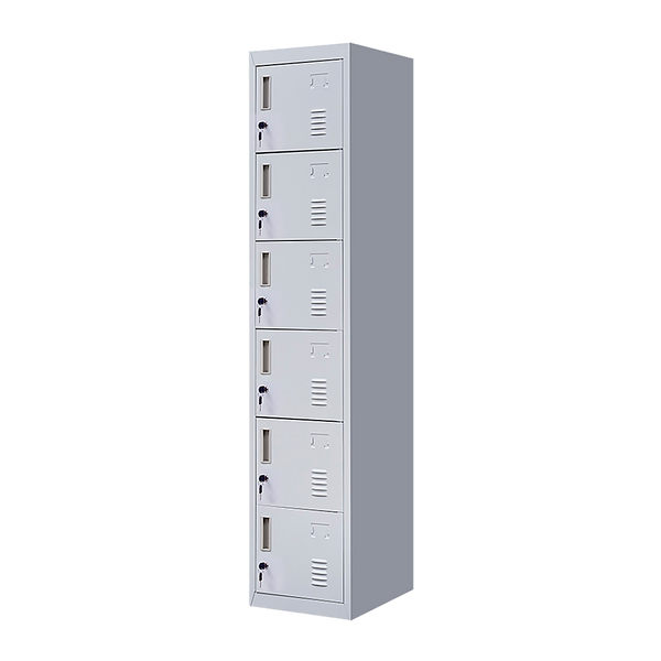 Standard Lock 6-Door Locker for Office Gym Shed School Home Storage Grey