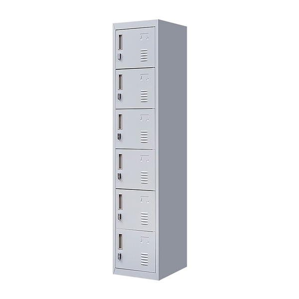 Padlock-operated Lock 6-Door Locker for Office Gym Shed School Home Storage Grey