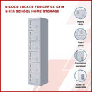 Padlock-operated Lock 6-Door Locker for Office Gym Shed School Home Storage Grey