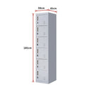 Padlock-operated Lock 6-Door Locker for Office Gym Shed School Home Storage Grey