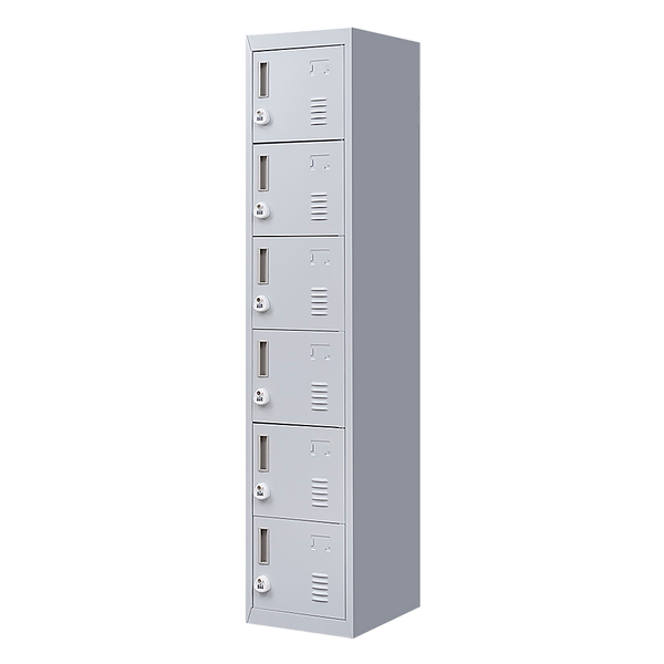 3-digit Combination Lock 6-Door Locker for Office Gym Shed School Home Storage Grey