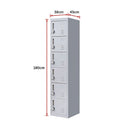 4-Digit Combination Lock 6-Door Locker for Office Gym Shed School Home Storage Grey