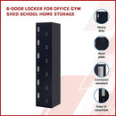 Standard Lock 6-Door Locker for Office Gym Shed School Home Storage Black