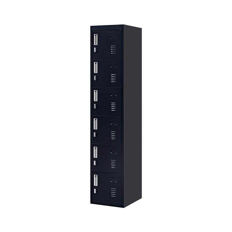 Padlock-operated Lock 6-Door Locker for Office Gym Shed School Home Storage Black