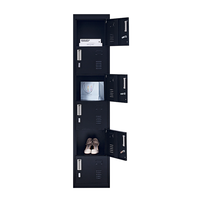 Padlock-operated Lock 6-Door Locker for Office Gym Shed School Home Storage Black