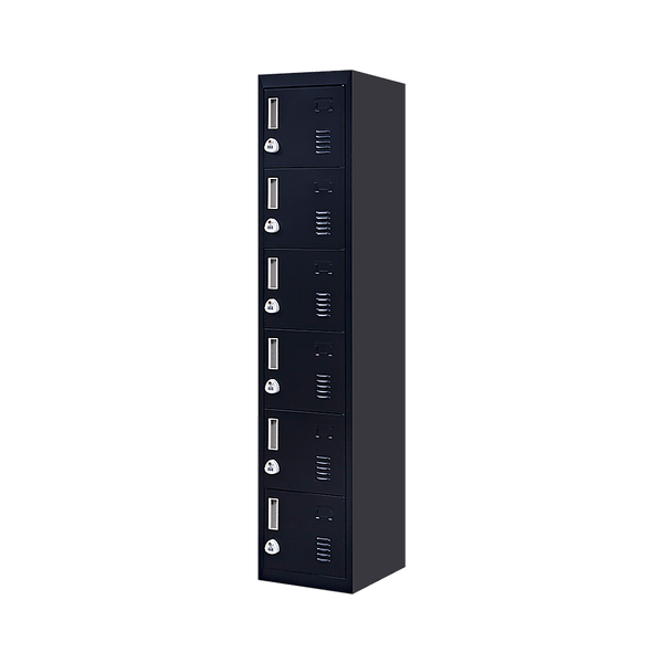 3-Digit Combination Lock 6-Door Locker for Office Gym Shed School Home Storage Black