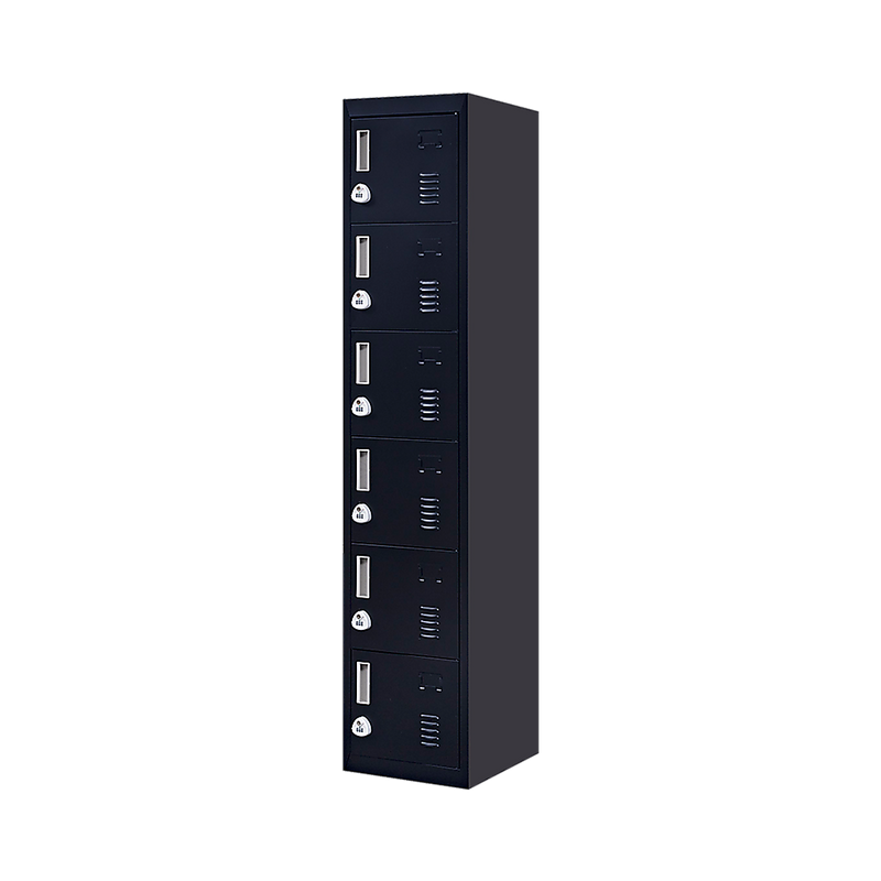3-Digit Combination Lock 6-Door Locker for Office Gym Shed School Home Storage Black