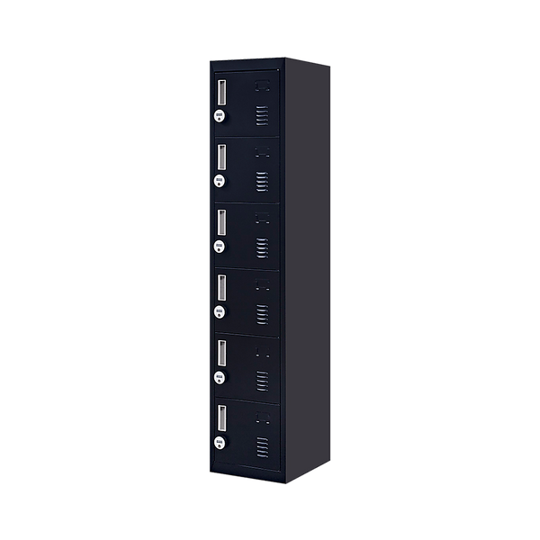 4-digit Combination Lock 6-Door Locker for Office Gym Shed School Home Storage Black