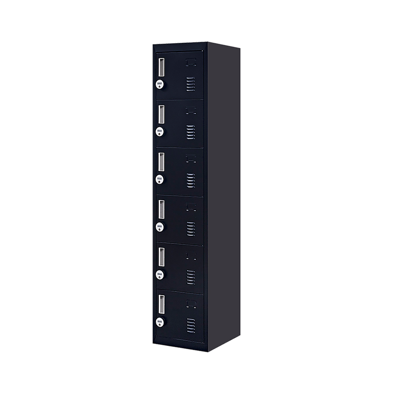 4-digit Combination Lock 6-Door Locker for Office Gym Shed School Home Storage Black