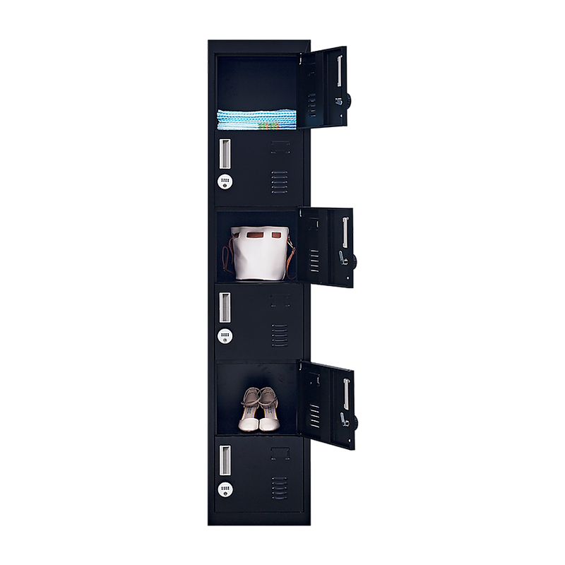 4-digit Combination Lock 6-Door Locker for Office Gym Shed School Home Storage Black