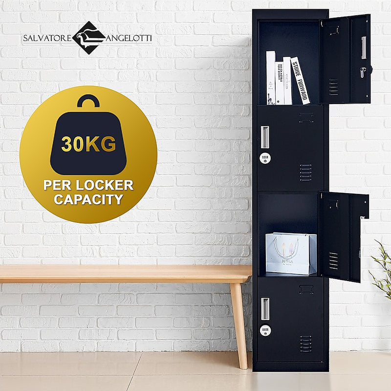 4-digit Combination Lock 6-Door Locker for Office Gym Shed School Home Storage Black