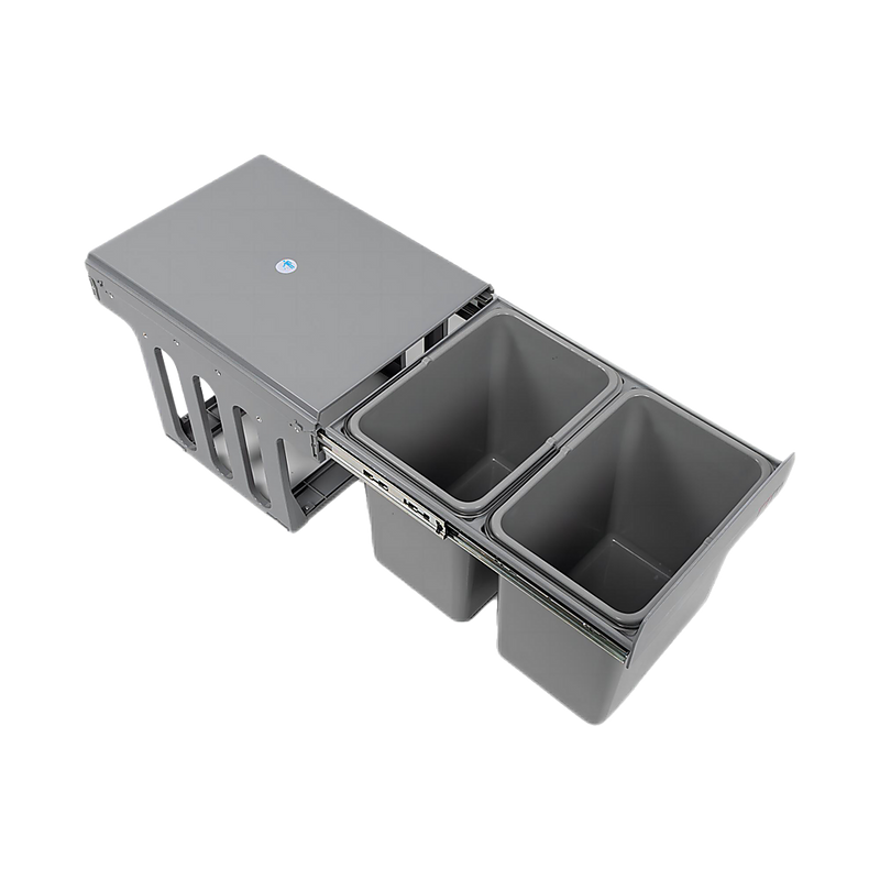 Set of 2 15L Pull Out Trash Bin Dual Kitchen Garbage Waste Basket Cabinet Bin