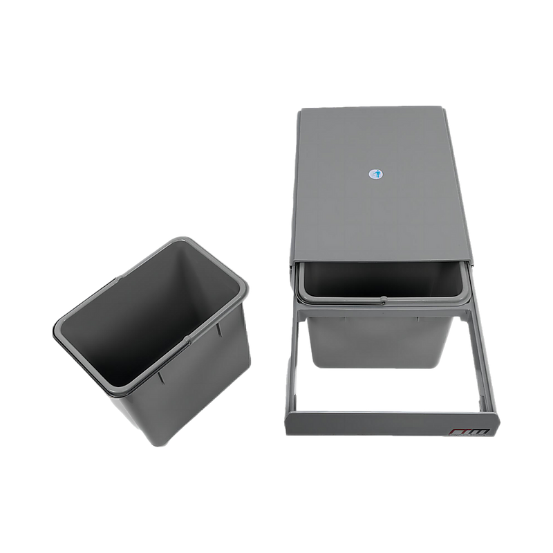 Set of 2 15L Pull Out Trash Bin Dual Kitchen Garbage Waste Basket Cabinet Bin