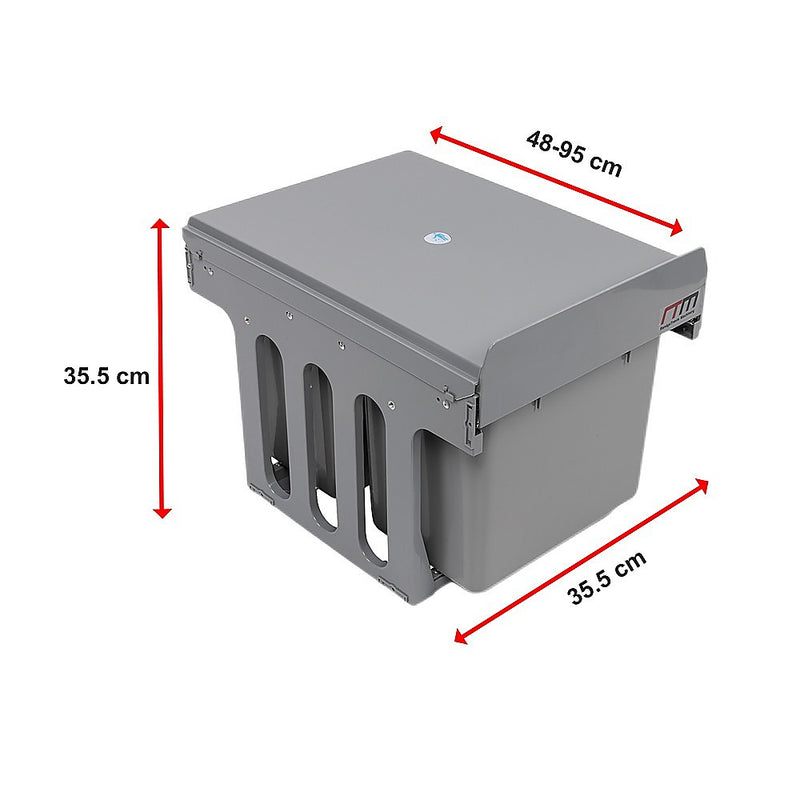 Set of 2 15L Pull Out Trash Bin Dual Kitchen Garbage Waste Basket Cabinet Bin