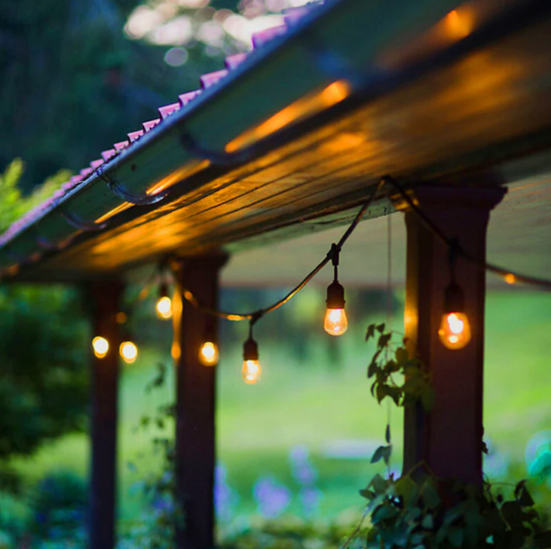 15m Solar Power Outdoor String Lights - 48 Ft Hanging Edison Bulbs Create Bistro Ambience in Your Yard - Commercial Grade