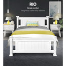 King Single Wooden Bed Frame - White