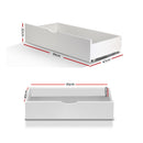 Artiss 2x Storage Drawers Trundle for Single Wooden Bed Frame Base Timber White