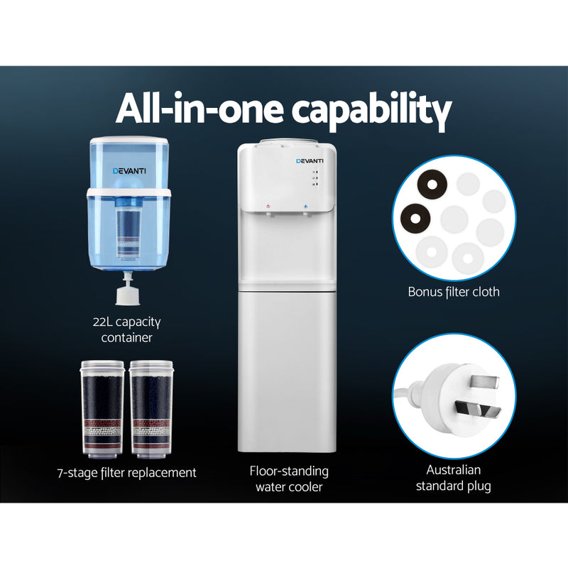 Devanti 22L Water Cooler Dispenser Hot Cold Taps Purifier Filter Replacement