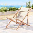 Gardeon Outdoor Chairs Sun Lounge Deck Beach Chair Folding Wooden Patio Furniture Beige