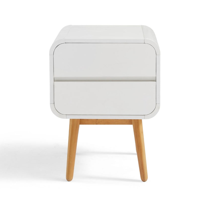 Merlin White Modern Retro Night Stand