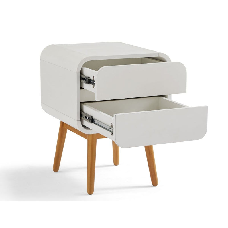 Merlin White Modern Retro Night Stand