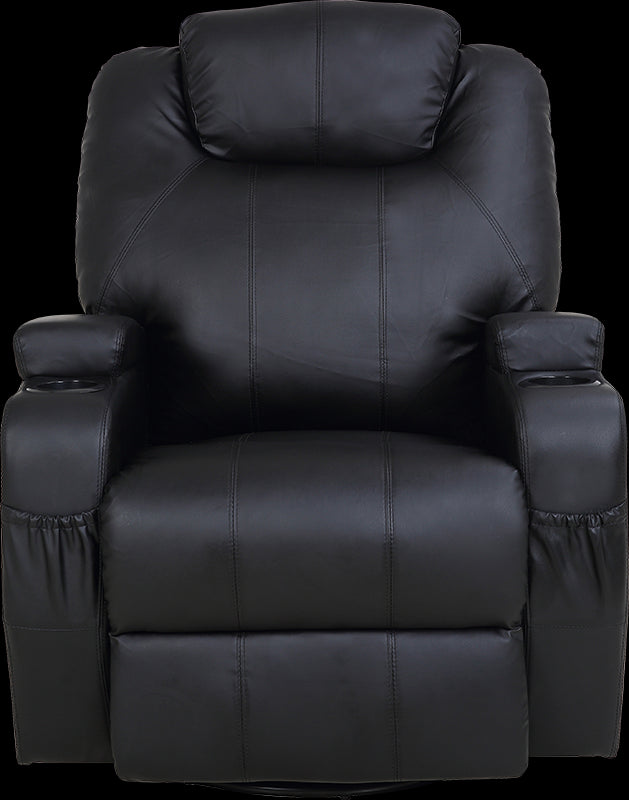 Massage Sofa Chair Recliner 360 Degree Swivel PU Leather Lounge 8 Point Heated