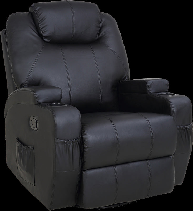 Massage Sofa Chair Recliner 360 Degree Swivel PU Leather Lounge 8 Point Heated