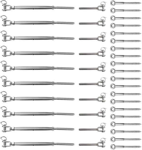 Stainless Steel Wire Rope DIY Balustrade Kit Jaw/Swage Fork Turnbuckle - 10 pack