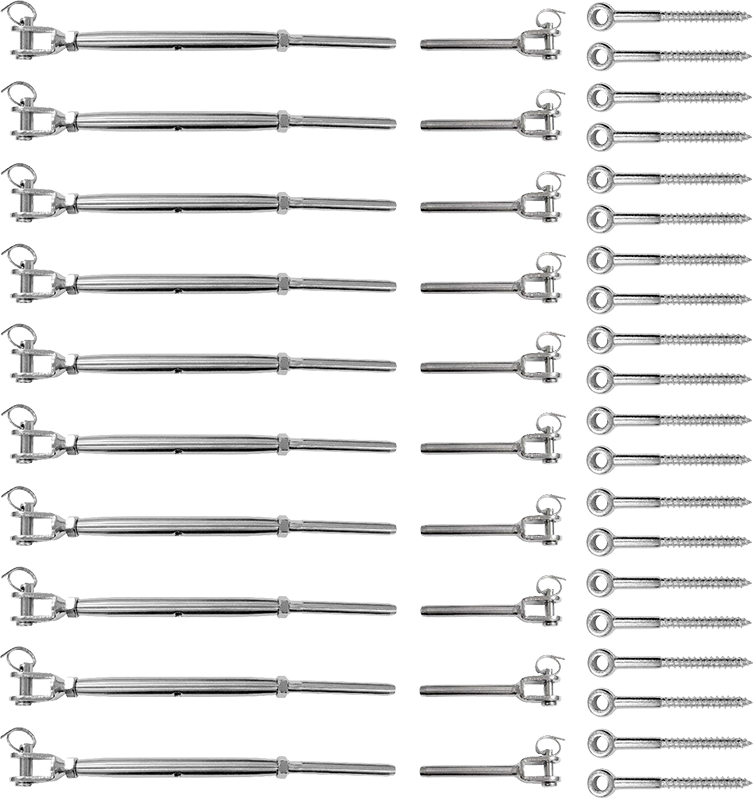 Stainless Steel Wire Rope DIY Balustrade Kit Jaw/Swage Fork Turnbuckle - 10 pack