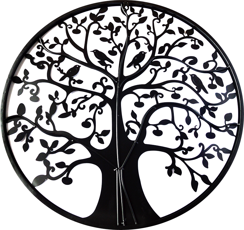 Black Tree of Life Wall Art Hanging Metal Iron Sculpture Garden 60cm