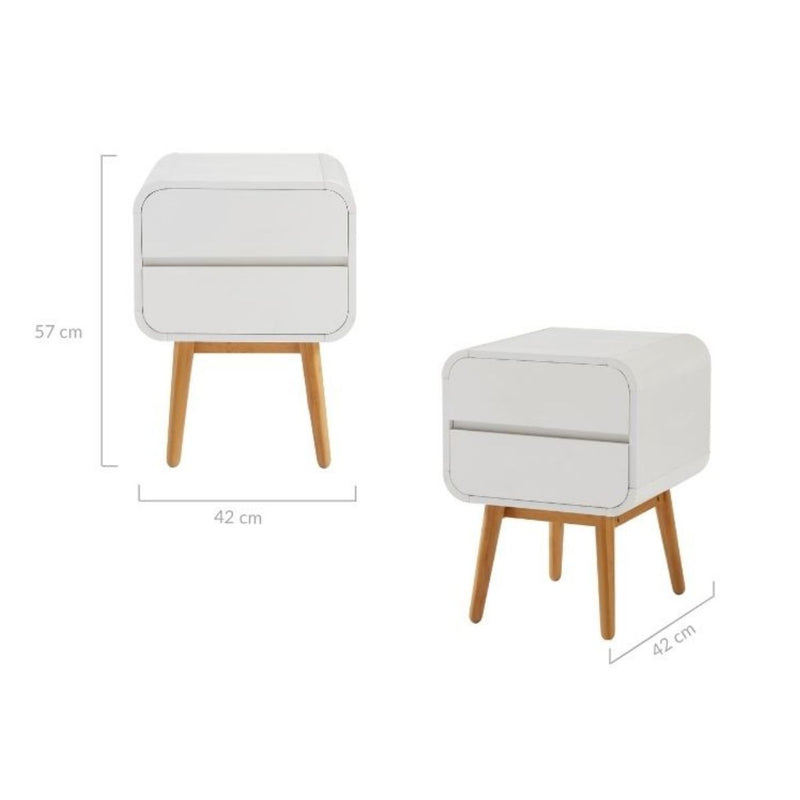 Merlin White Modern Retro Night Stand