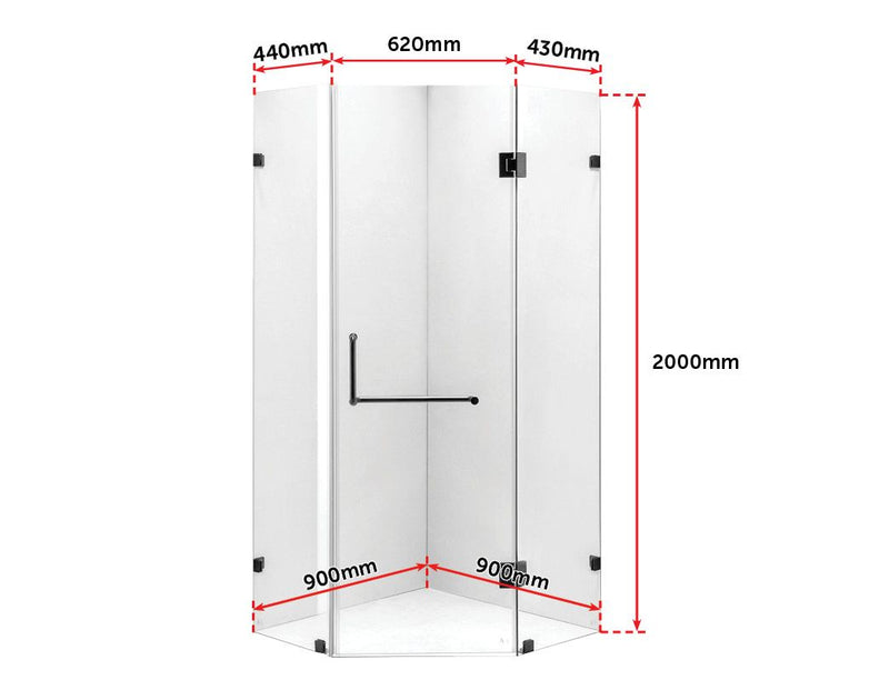 900 x 900mm Frameless 10mm Glass Shower Screen By Della Francesca