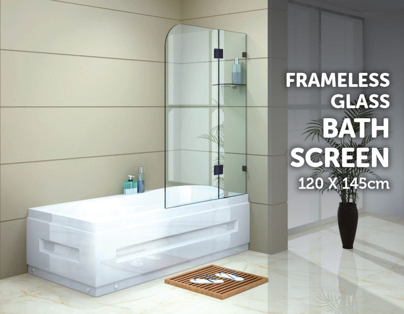 1200 x 1450mm Frameless Bath Panel 10mm Glass Shower Screen By Della Francesca