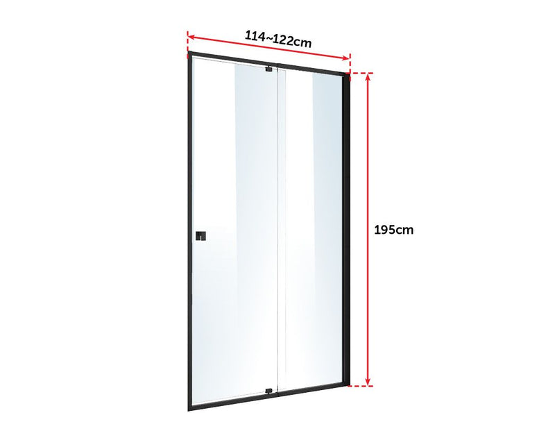 Adjustable Semi Frameless Shower Screen (114~122) x 195cm Australian Safety Glass