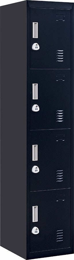 3-digit Combination Lock 4 Door Locker for Office Gym Black