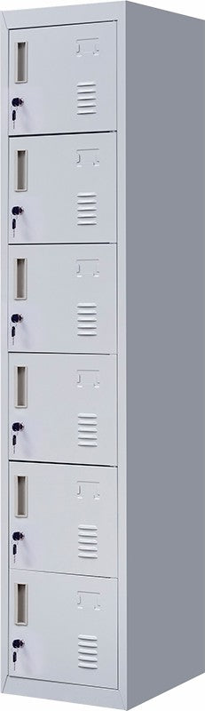 Standard Lock 6-Door Locker for Office Gym Shed School Home Storage Grey