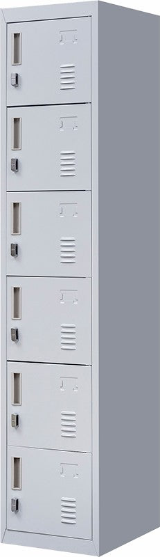 Padlock-operated Lock 6-Door Locker for Office Gym Shed School Home Storage Grey